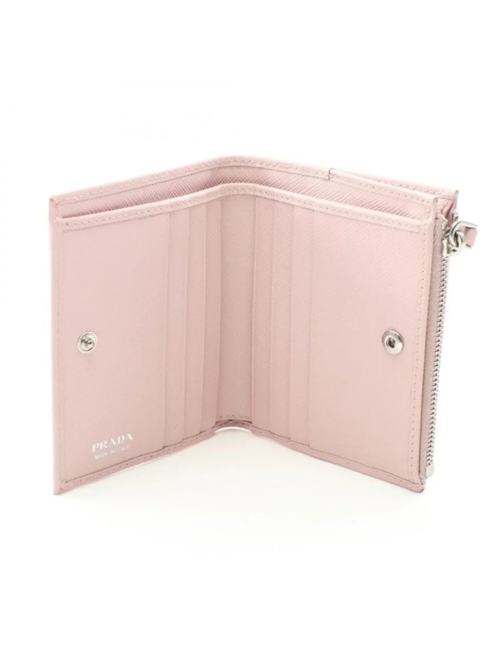 Prada Bifold Wallet Saffiano Triang Pink Leather Triangle Logo